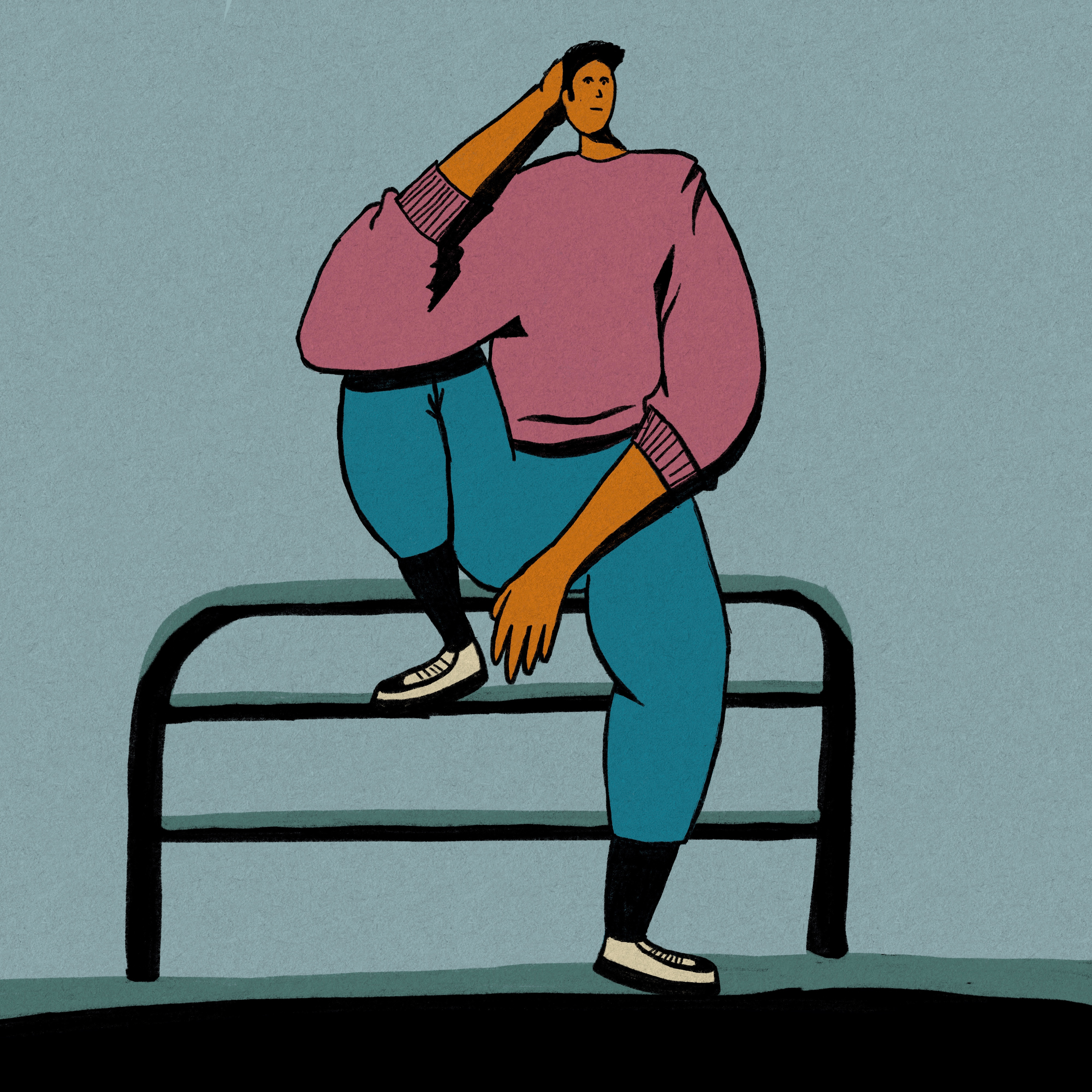 "Waiting" character flat illustration art character digital art flat illustration