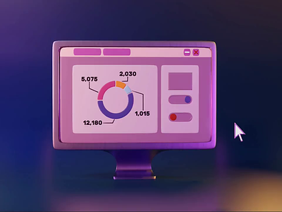 Statistics 3d animation chart computer cursor metal monitor motion graphics neon slope statistics website