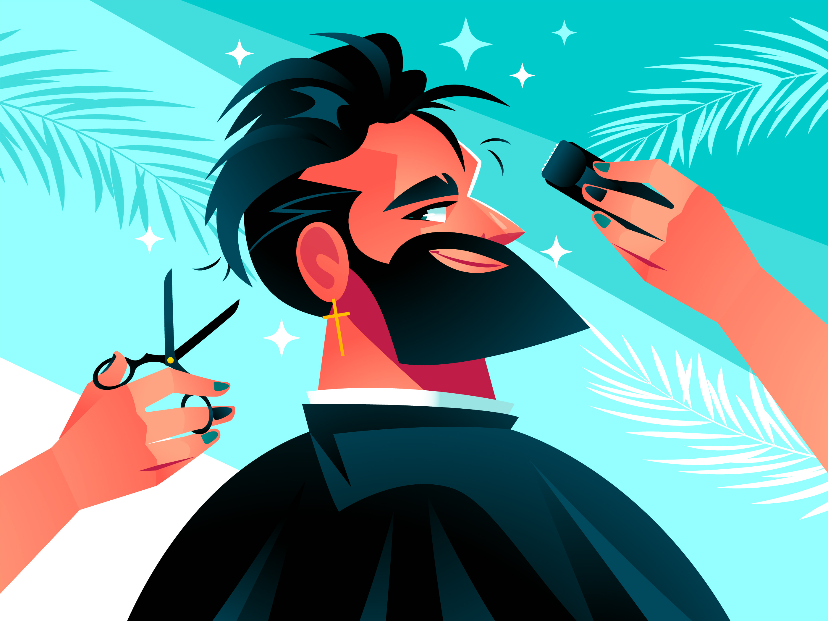 Men Grooming 👨🏻 ✂️ after shave aqua beard cartoon character design cosmetics freepik gradient grooming hair illustration man men pikisuperstar