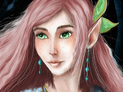 Thalassa adobe fresco fantasy illustration portrait scrabbling