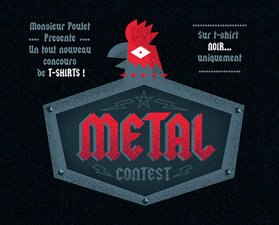 Concours Monsieur Poulet branding chicken illustration metal typography vector