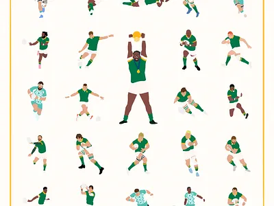 Springbok Rugby Championship print #2 animation branding cartoon character illustration design drawing graphic design illustration illustrator retro rugby rugby union rugby world cup siya kolisi south africa sports sports illustrated springbok rugby springboks vector