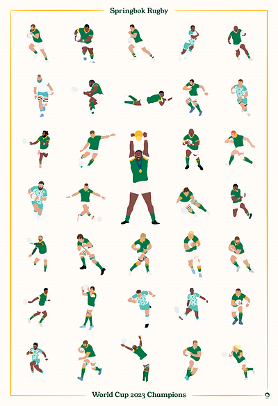Springbok Rugby Championship print #2 animation branding cartoon character illustration design drawing graphic design illustration illustrator retro rugby rugby union rugby world cup siya kolisi south africa sports sports illustrated springbok rugby springboks vector