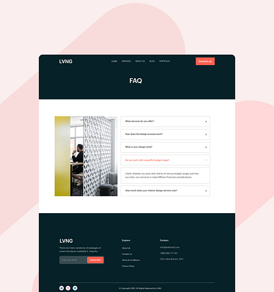 Interior FAQ page best landing page best ui faq faq page faq section figma ui figma ui design interior faq interior ui interior website landing page modern faq q and a ui ux website ui