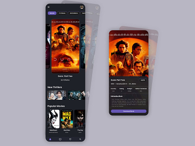 Movie Streaming Application figma movie app movie streaming app parisasattari prptotyping ui پریسا ستاری