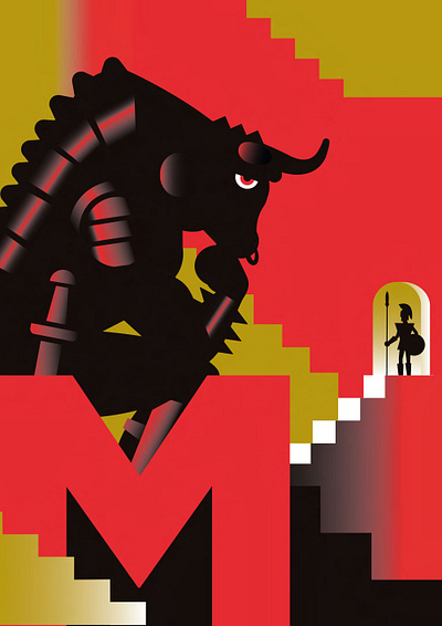 Créatures, Un abécédaire des mythologies du monde (Minotaure) abcd illust illustration minotaur minotaure vector