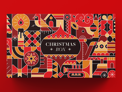 Christmas Box - Packaging Illustration abstract adobe illustrator bird box branding christmas deer design geometric graphic design holiday illustration mosaic ornaments packaging pattern print retro vector xmas