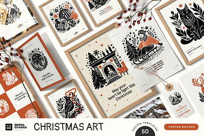 Christmas Art Posters and Cards christmas black christmas canva christmas card christmas frame christmas graphics christmas interior christmas poster holiday ink poster new year wrapping paper xmas