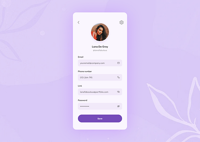 A profile view screen with profile picture app design profile ui ux