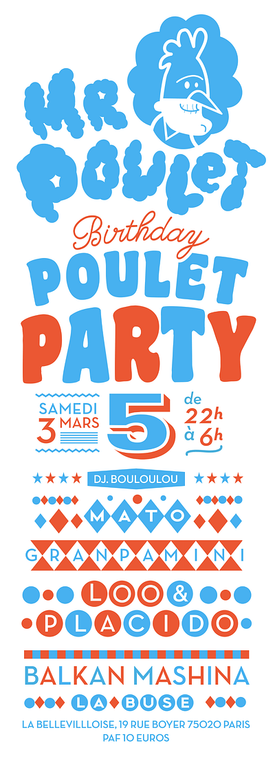 Birthday Poulet Party ! affiche artwork branding design illustration logo typography vector