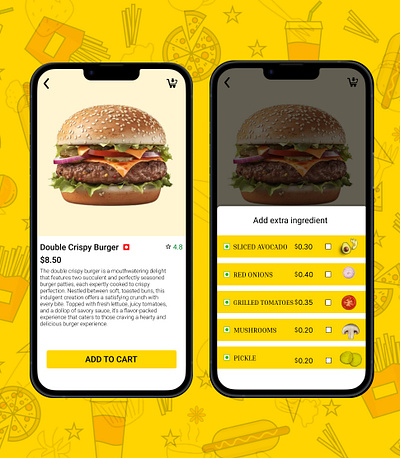 DailyUIchallenge 43/100 Created a topping UI for food app ui