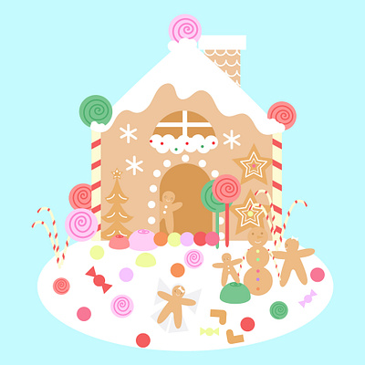 Cute Gingerbread House adobeillustrator christmas cute gingerbreadhouse illustration pastelcolors vectorart winter