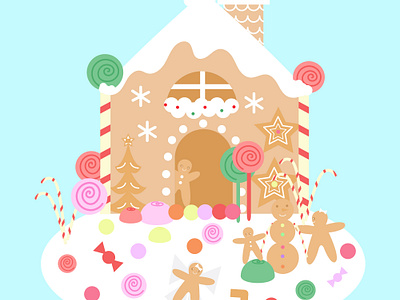 Cute Gingerbread House adobeillustrator christmas cute gingerbreadhouse illustration pastelcolors vectorart winter