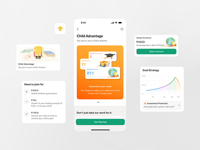 Snippets from Scripbox's new investment plan carousel chart chart ui colorful features friendly goal illustration investment investment app mobiel ui mobile app scripbox vibrant wealth app
