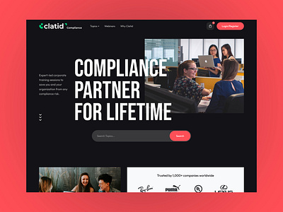 Compliance Webinars Landing Page branding compliance course design education events landing landingpage ui uidesign uiux uiuxdesign uxdesign webinars