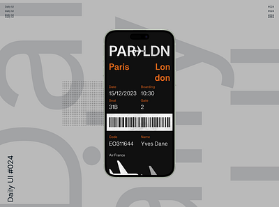 Daily UI 024 - Boarding Pass and black boarding branding brutalism challenge code daily dailyui dailyuichallenge design graphic design london minimalism paris pass plane ui ux white