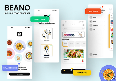 Beano Online Food App app design food graphic design mob online ui