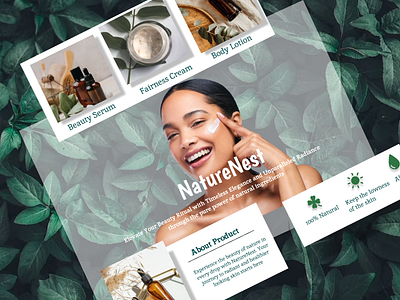 NatureNest 🌿✨- Skin care product web page UI design ui