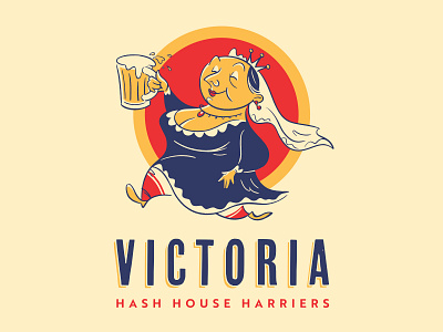 Victoria Hash House Harriers beer british columbia canada character design cute digital illustration hash house harriers hashing illustration mascot pacific northwest queen queen victoria retro running vicky victoria victoria h3 vintage