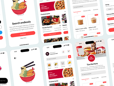 HungryHive App Design app app design application design delivery draft figma figma mobile app food ios ui design mobile app mockup modern sleek design red designs social buttons ui ui design