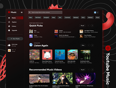 Youtube Music Redesign music ui website