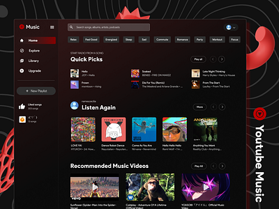 Youtube Music Redesign music ui website