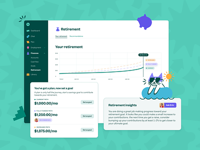 Northstar Retirement Calculator app bank banking budget budgeting cartoon cat finance finances icon illustration money northstar product design react retirement ui web app