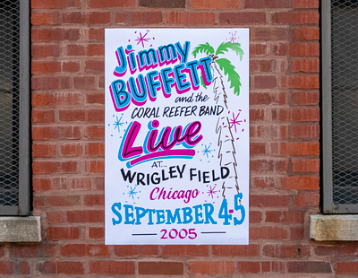 Jimmy Buffett @ Wrigley Field, Chicago - 2005 chicago chicago cubs hand painted jimmy buffett sign sign painting signs typography wrigley field