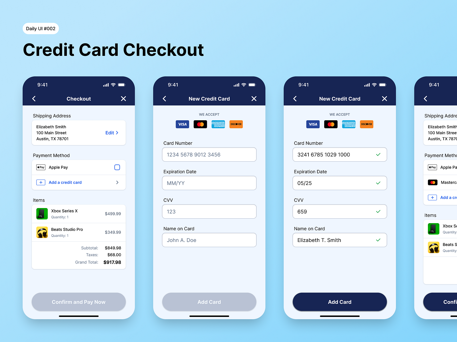 Daily Ui 002 Credit Card Checkout By Jason Ruzicka On Dribbble