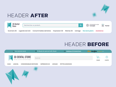 3D Dental Store website header redesign gmail graphic design ui