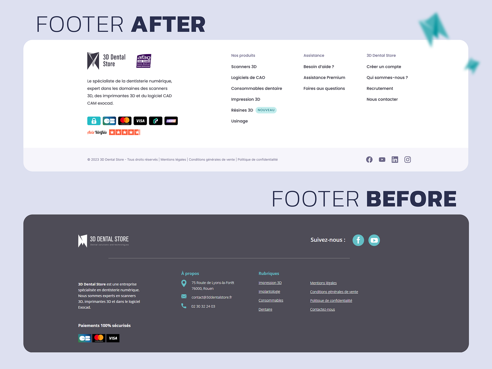 3D Dental Store website footer redesign by Brahim Mansour on Dribbble