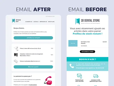 3D Dental store cart reminder email redesign design email email redesign gmail graphic design order page ui