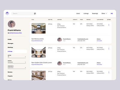 Booking management platform design - Listings page admin b2b b2c clean cleandesign cleaninterface cleanui creativedesign creativeinterface creativeui dashboard managing minimaldesign minimalinterface minimalui platform saas trendingdesign trendingui ux