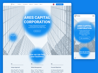 Ares capital corporation redesign & adaptive background imagw bubble capital corporation gradient graphic design mobile noise redesign ui ux website