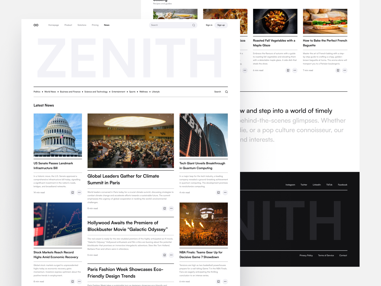 OO News Portal animation blog figma landingpage news newsletter newswebsite product design ui uiux web webdesign website