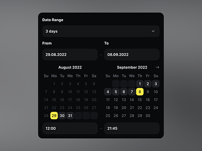 Betkin - Calendar UI Component calendar calendar ui casino casino games crypto crypto casino date flat ui gambling igaming month range select ui component ui element