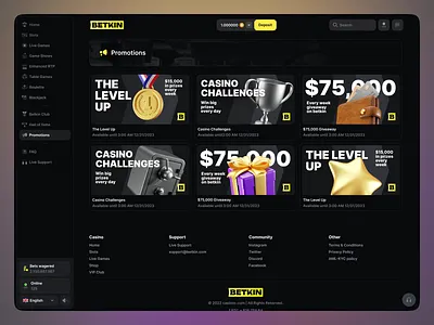 Betkin - Promotions and Rewards 3d 3d icons cards ui casino casino games casino rewards crypto casino dashboard gambling game gaming igaming online casino promotions reward