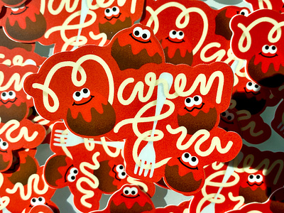 Maren-Era badge branding design illustration logo marinara meatball noodle pasta sauce spaghetti sticker typography vector