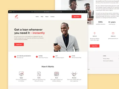 Loan35 - Landing Page Concept clean concept design finance fintech homepage interface landing page loan minimal red ui web web design website website design yellow