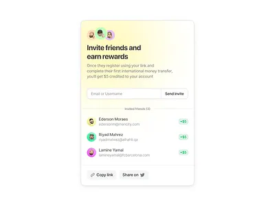 Send invite screen for web send invite share screen ui design challenge