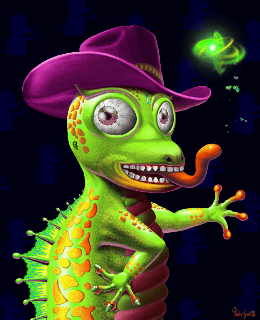 LizardOlmighty 5# Opensea animal illustration animated gif animation animation traditional cartoon character cryptoart digital painting graphic design illustration lizardolmighty motion graphics nft nftcollection noai opensea