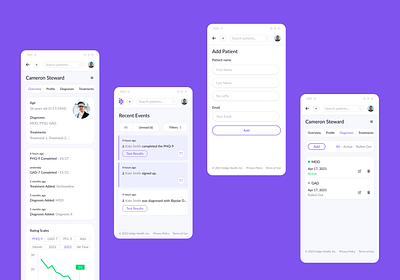 Patient onboarding, screening and monitoring solution app figma onboarding patient screening