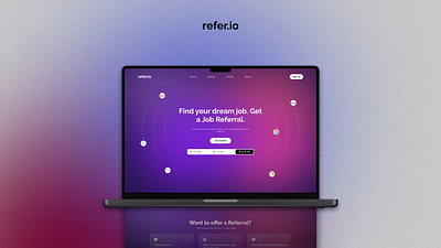 refer.io branding gradient graphic design home page job hiring purple recruit redesign ui ux vibrant white