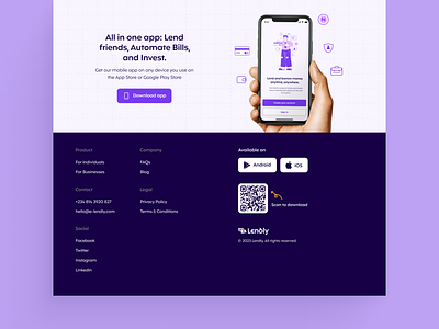 Elendly Website - Footer Section clean design footer interface purple section ui ux web web design