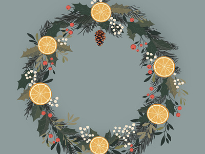 Winter composition with oranges and Christmas branches. border christmas tme christmas tree composition cone december design festive fir frame garland graphic design greeting card holly illustration oranges snowflake vector vector illustration xmas wreath