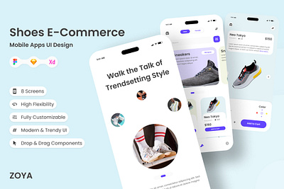 Zoya - Shoes Commerce Mobile App application commerce interface layout merchandise online place screen shoes shop sketch store ui user ux