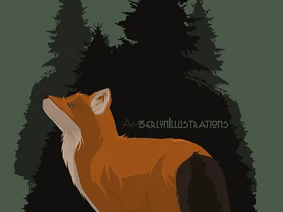 Fox in the Pine adobe animal fox fresco photoshop pine vector