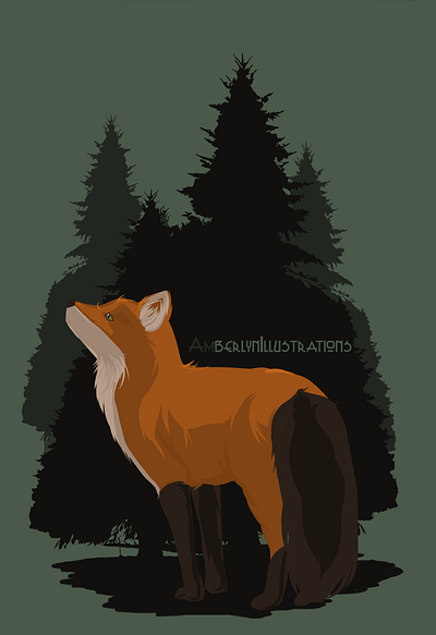 Fox in the Pine adobe animal fox fresco photoshop pine vector