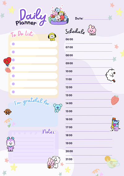 BT21 Daily Planner Design design