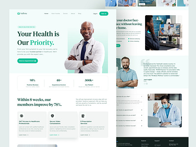 Telehealth Website Design clean design health healthcare landingpage medical minimal online telehealth telemedicine ui webdesign website wellness